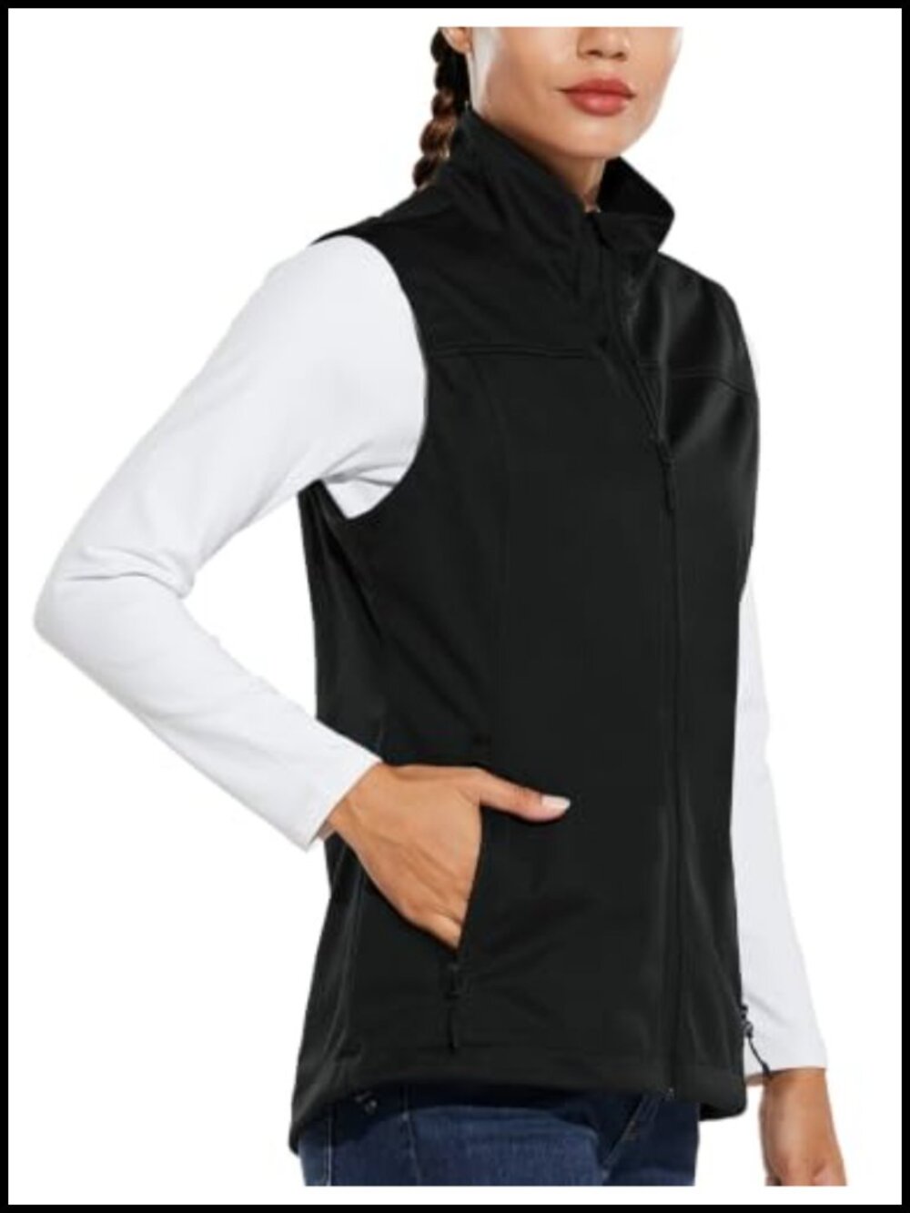 Women's Lightweight Sleeveless Running Vest Softshell Windproof Zip Jacket